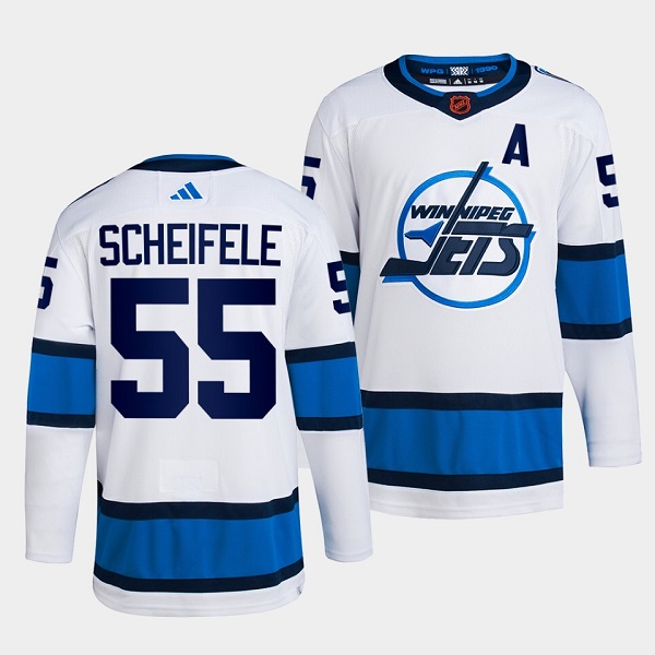 Winnipeg Jets #55 Mark Scheifele White 2022 Reverse Retro Stitched Jersey