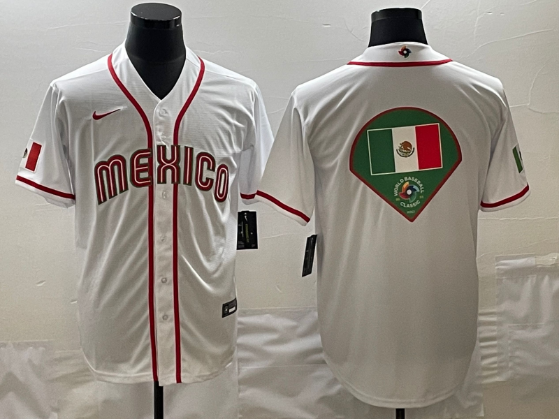 Mexico 2023 White World Big Logo Classic Stitched Jersey