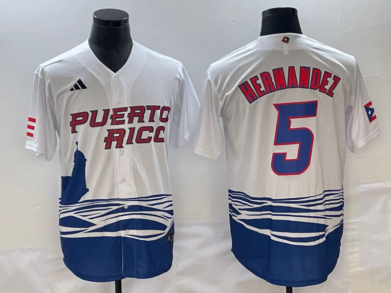 Puerto Rico #5 Enrique Hernandez 2023 White World Classic Stitched Jersey