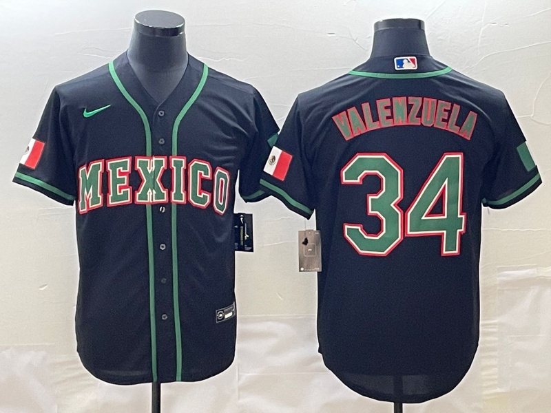 Mexico #34 Fernando Valenzuela 2023 Black World Classic Stitched Jersey