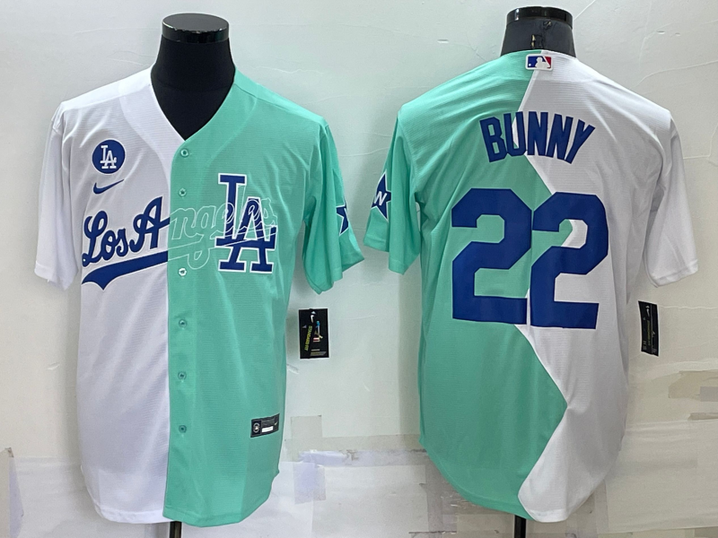 Los Angeles Dodgers #22 Bad Bunny 2022 All-Star White Green Cool Base Stitched Jersey