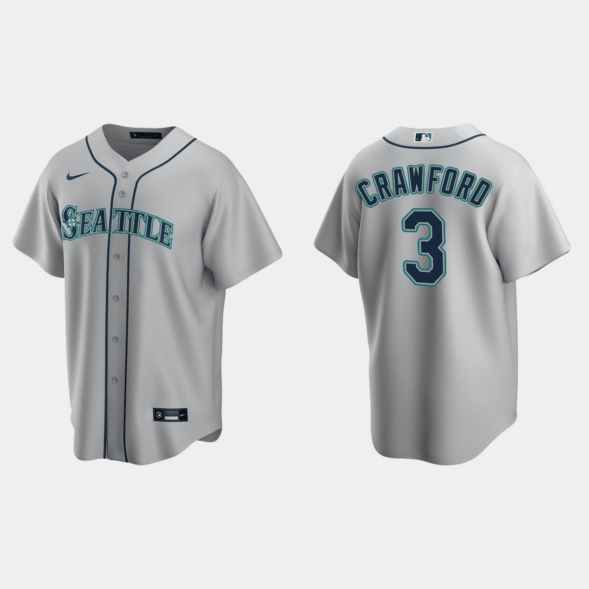 Seattle Mariners #3 J.P. Crawford Grey Cool Base Stitched Jersey