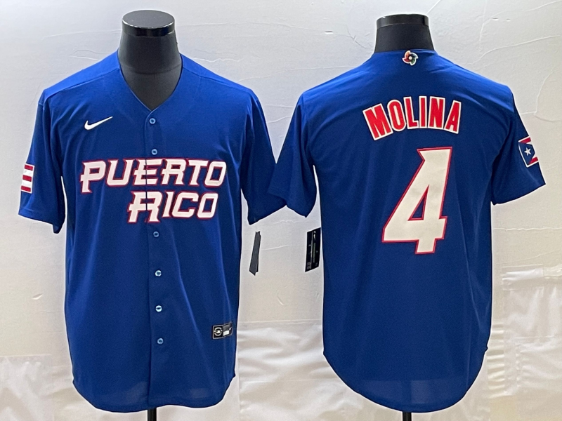 Puerto Rico #4 Yadier Molina 2023 Royal World Classic Stitched Jersey