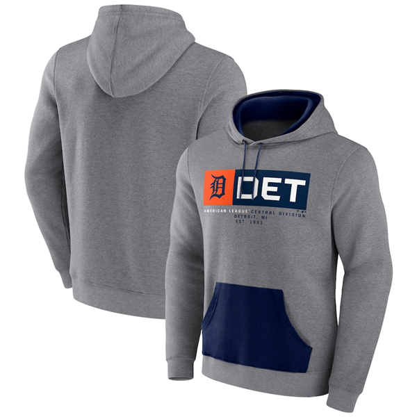 Detroit Tigers Heathered Gray Iconic Steppin Up Fleece Pullover Hoodie