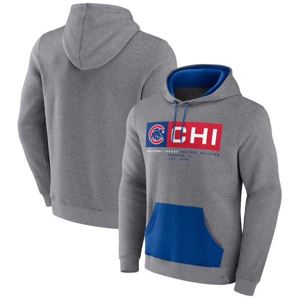 Chicago Cubs Heathered Gray Iconic Steppin Up Fleece Pullover Hoodie