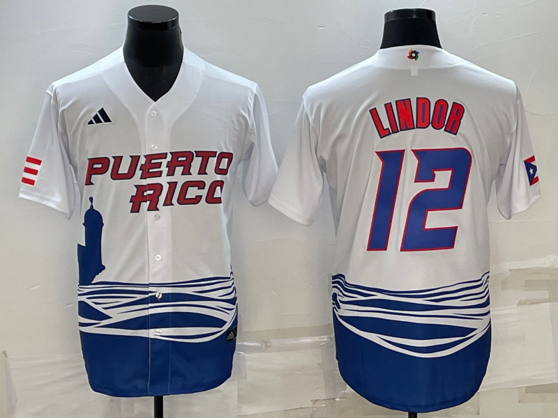 Puerto Rico #12 Francisco Lindor 2023 White World Classic Stitched Jersey