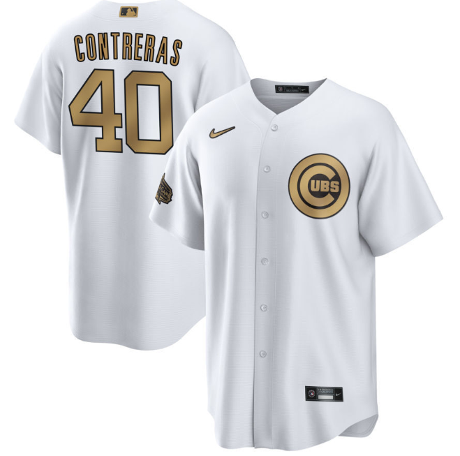 Chicago Cubs #40 Willson Contreras 2022 All-Star White Cool Base Stitched Jersey