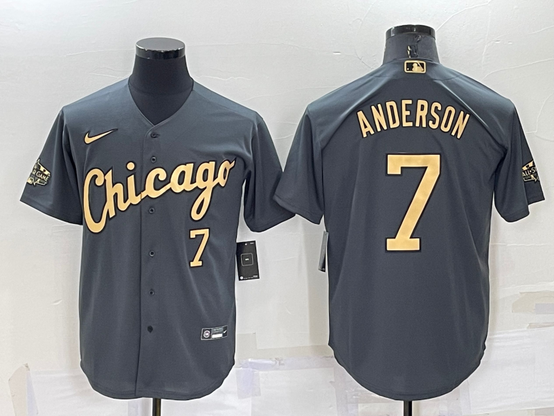 Chicago White Sox #7 Tim Anderson 2022 All-Star Charcoal Cool Base Stitched Jersey