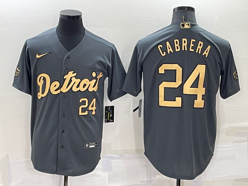 Detroit Tigers #24 Miguel Cabrera 2022 All-Star Charcoal Cool Base Stitched Jersey