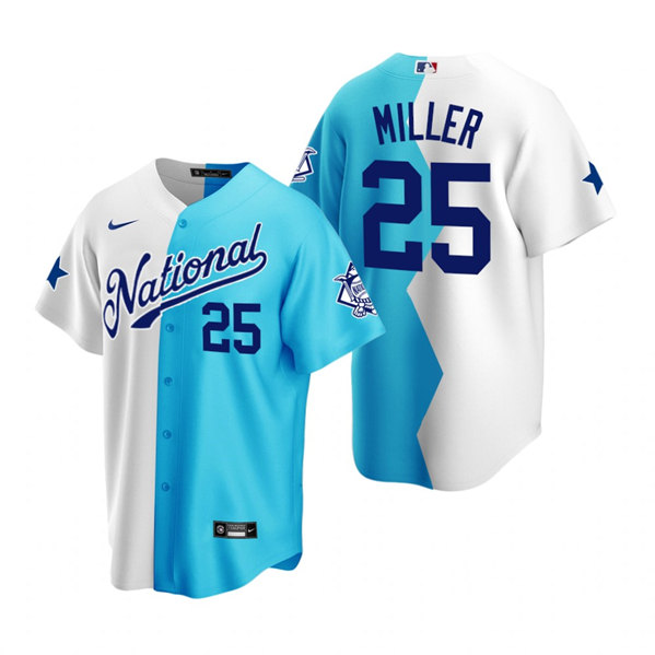National League #25 Bobby Miller 2022 All-Star White Teal Split Cool Base Stitched Jersey
