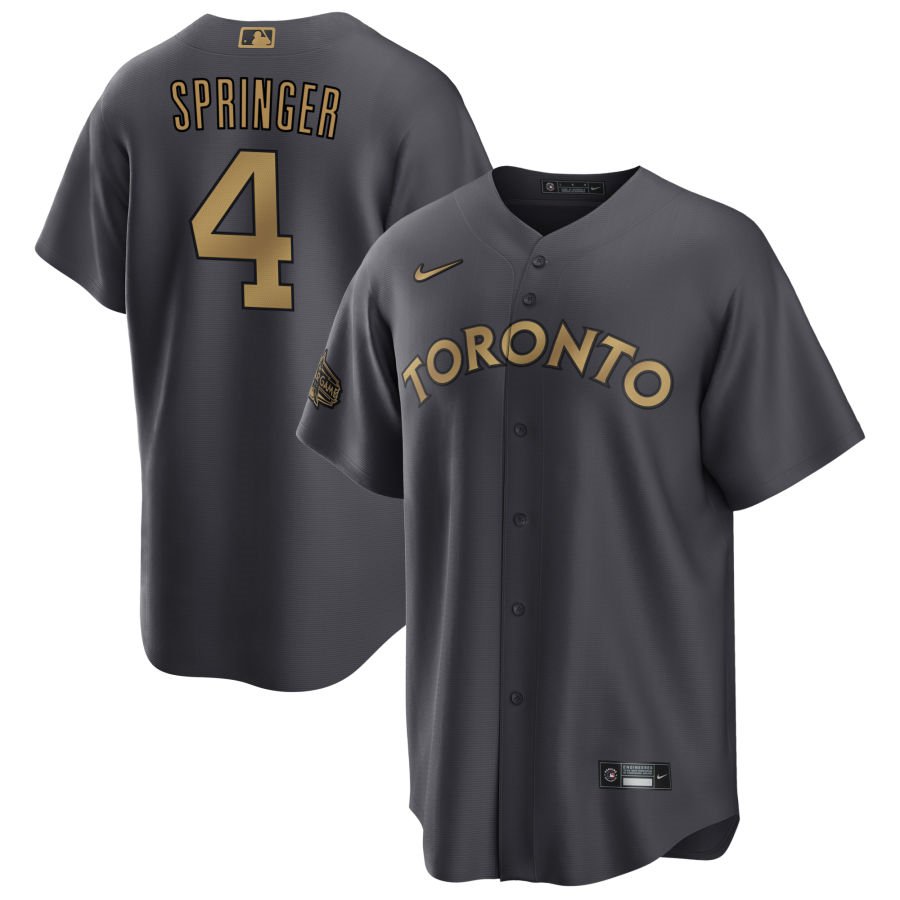 Toronto Blue Jays #4 George Springer 2022 All-Star Charcoal Cool Base Stitched Jersey