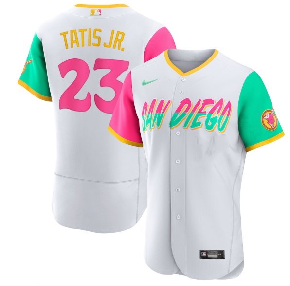 San Diego Padres #23 Fernando Tatis Jr. 2022 White City Connect Flex Base Stitched Jersey