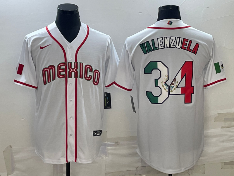 Mexico #34 Fernando Valenzuela 2023 White World Classic Stitched Jersey