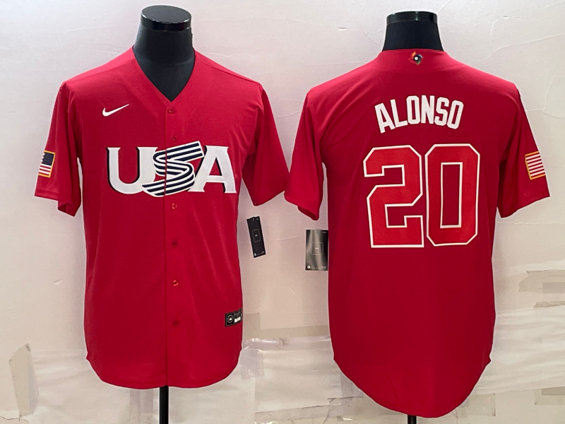 USA #20 Pete Alonso 2023 Red World Classic Stitched Jersey