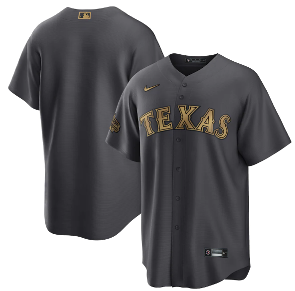 Texas Rangers Blank 2022 All-Star Charcoal Cool Base Stitched Jersey