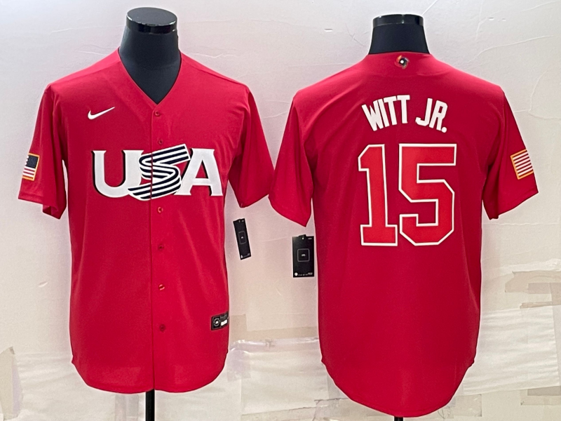 USA #15 Bobby Witt Jr. 2023 Red World Classic Stitched Jersey
