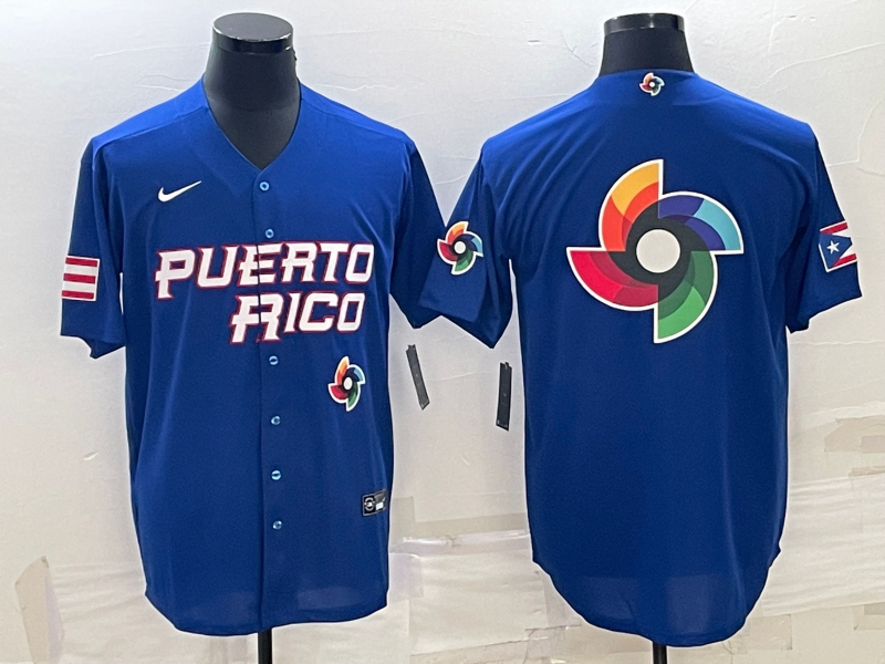 Puerto Rico 2023 Royal World Big Logo With Patch Classic Stitched Jersey