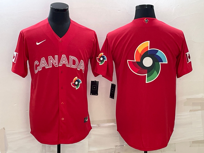 Canada 2023 Red World Big Logo With Patch Classic Stitched Jersey