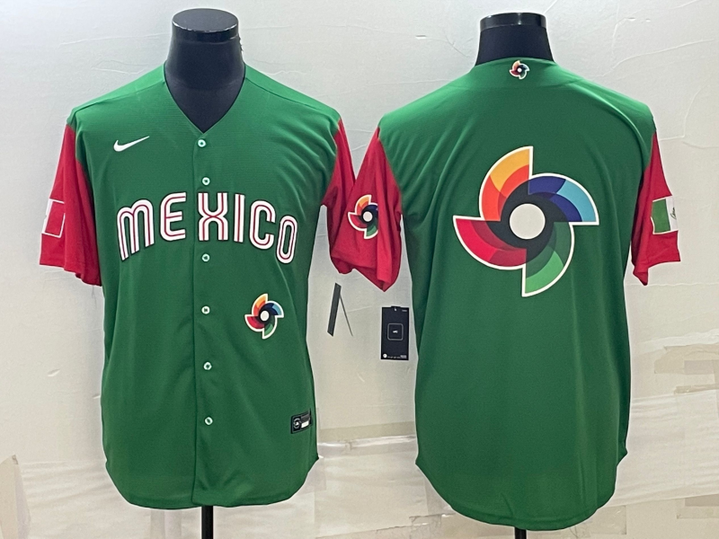 Mexico 2023 Green World Big Logo With Patch Classic Stitched Jersey