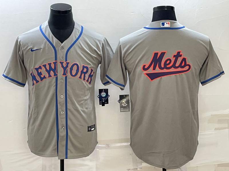 New York Mets Gray Team Big Logo Cool Base Stitched Jersey