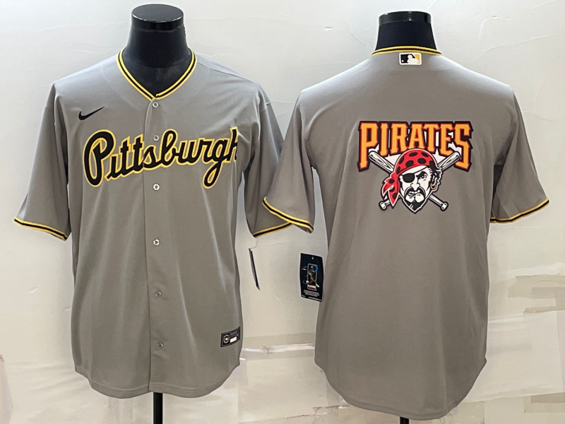 Pittsburgh Pirates Gray Team Big Logo Cool Base Stitched Jersey