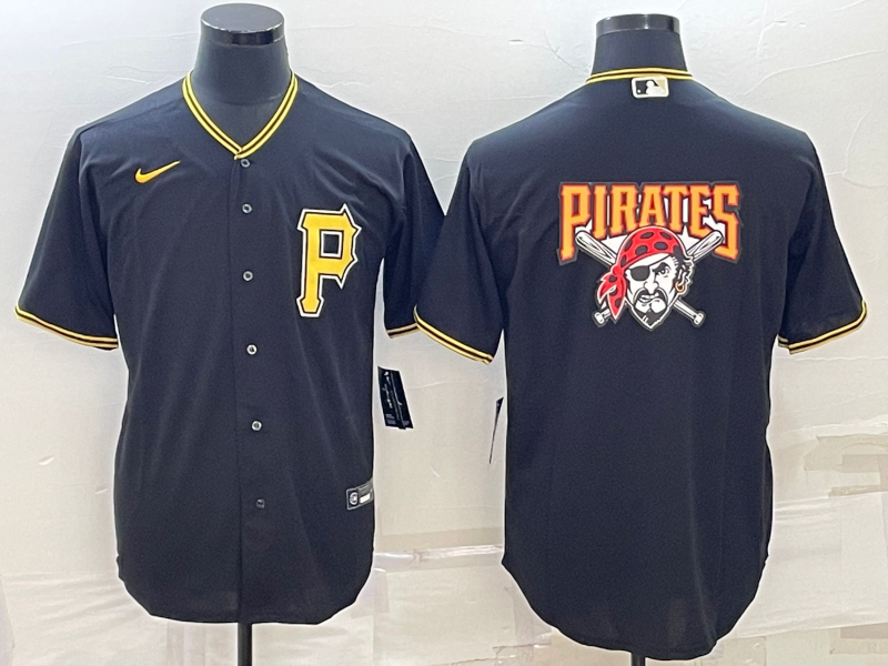 Pittsburgh Pirates Black Team Big Logo Cool Base Stitched Jersey