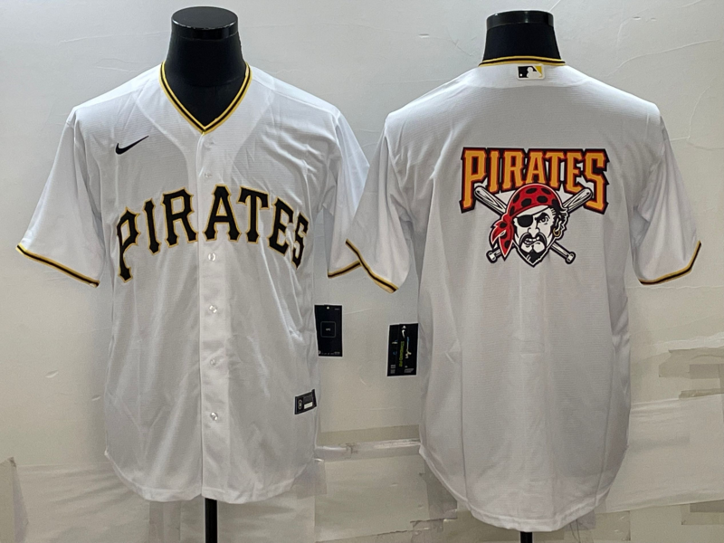 Pittsburgh Pirates White Team Big Logo Cool Base Stitched Jersey