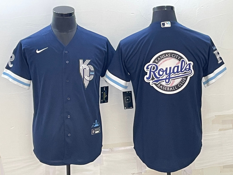 Kansas City Royals Navy Team Big Logo City Connect Cool Base Stitched Jersey