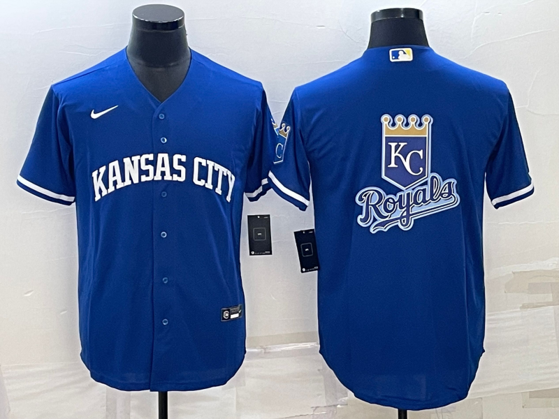Kansas City Royals Royal Team Big Logo Cool Base Stitched Jersey