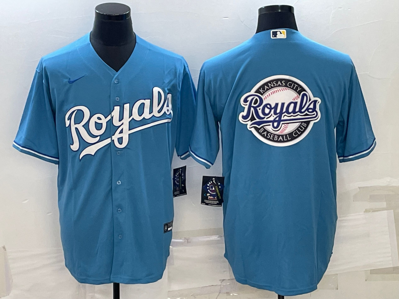 Kansas City Royals Light Blue Team Big Logo Cool Base Stitched Jersey