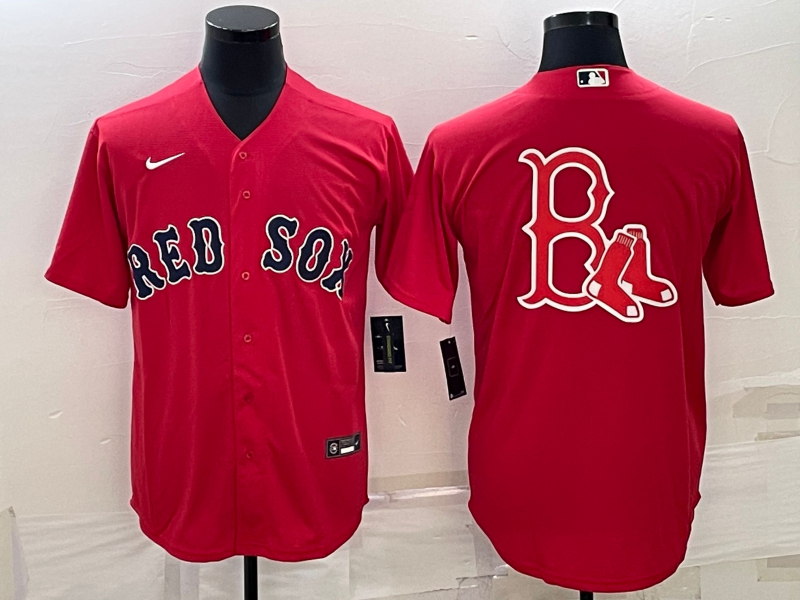 Boston Red Sox Red Team Big Logo Cool Base Stitched Jersey