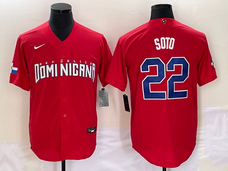 Dominican Republic #22 Juan Soto 2023 Red World Classic Stitched Jersey