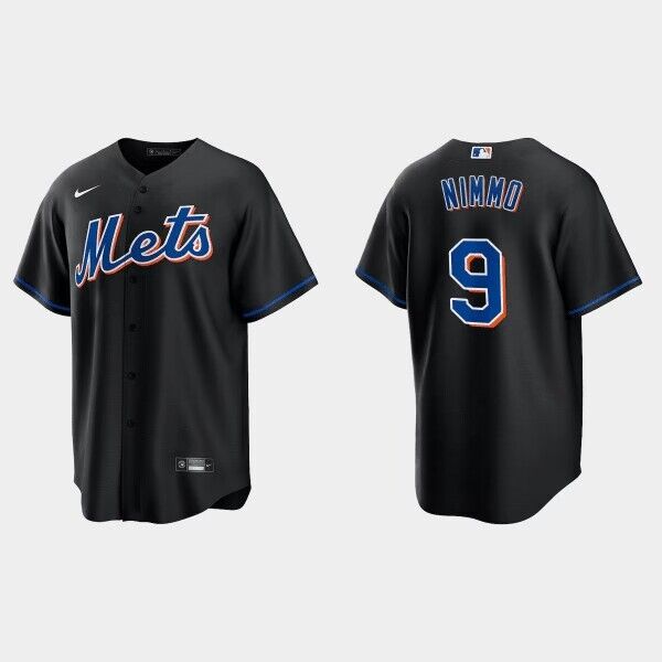 New York Mets #9 Brandon Nimmo Black Cool Base Stitched Jersey