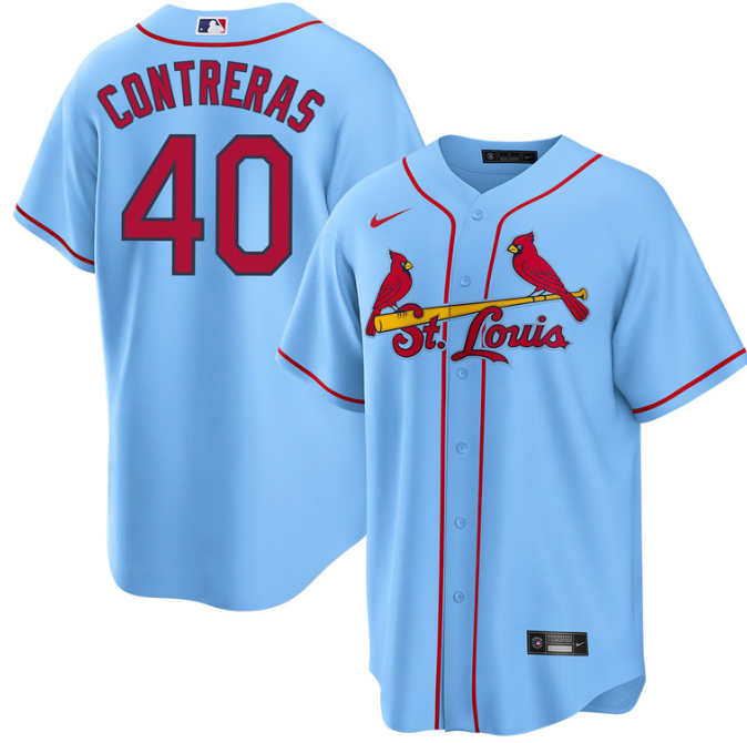 St. Louis Cardinals #40 Willson Contreras Blue Cool Base Stitched Jersey