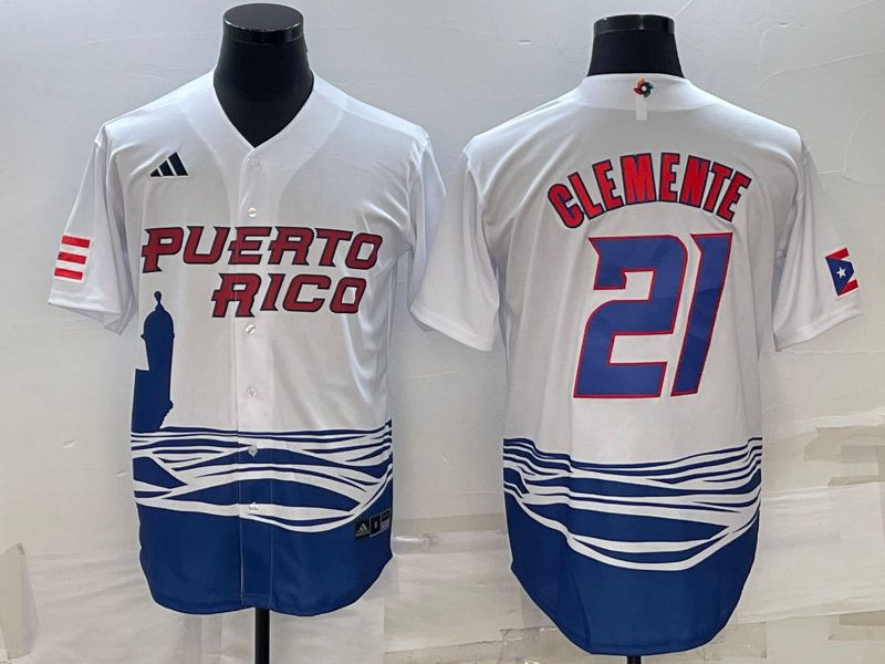 Puerto Rico #21 Roberto Clemente 2023 White World Classic Stitched Jersey