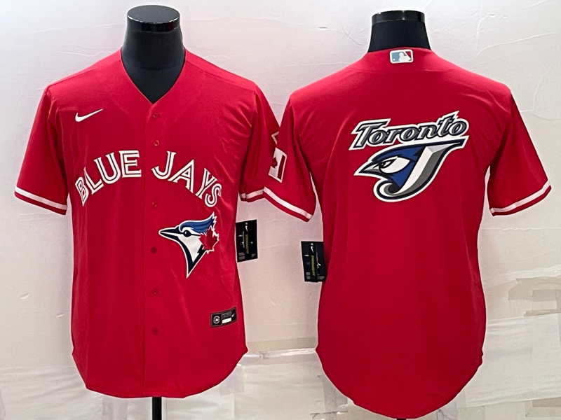 Toronto Blue Jays Red Team Big Logo Cool Base Stitched Jersey