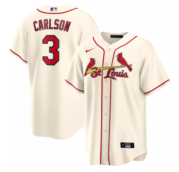 St. Louis Cardinals #3 Dylan Carlson Cream Cool Base Stitched Jersey