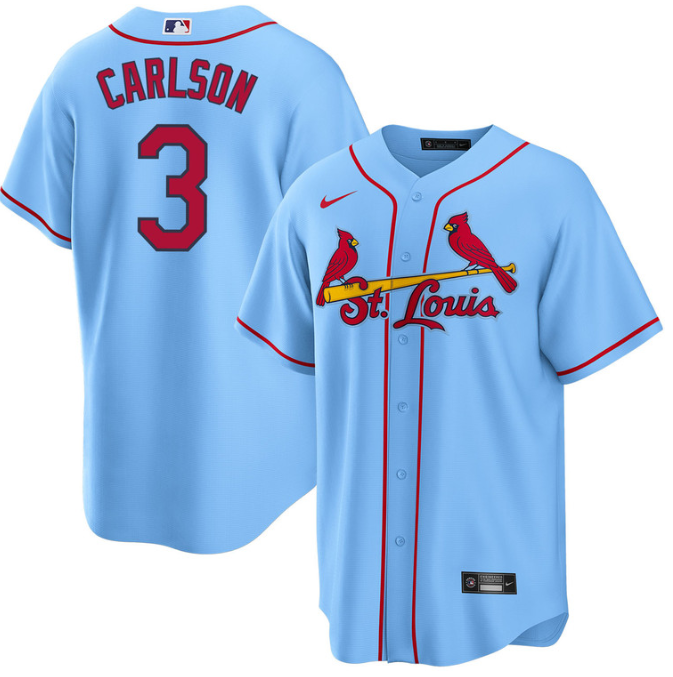 St. Louis Cardinals #3 Dylan Carlson Blue Cool Base Stitched Jersey