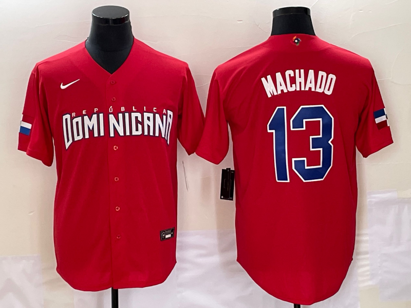 Dominican Republic #13 Manny Machado 2023 Red World Classic Stitched Jersey
