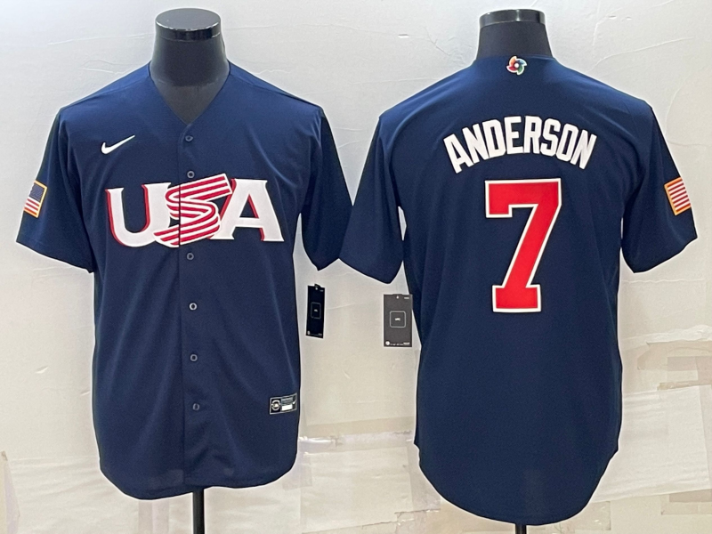 USA #7 Tim Anderson 2023 Navy World Classic Stitched Jersey