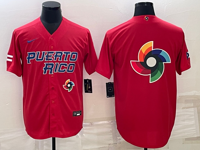 Puerto Rico 2023 Red World Big Logo Classic Stitched Jersey