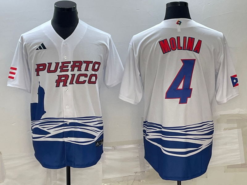Puerto Rico #4 Yadier Molina 2023 White World Classic Stitched Jersey