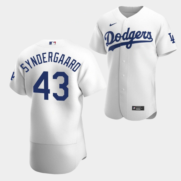 Los Angeles Dodgers #43 Noah Syndergaard White Flex Base Stitched Jersey