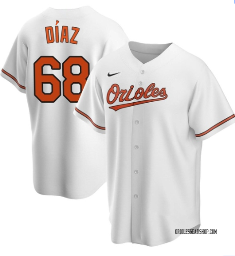Baltimore Orioles #68 Lewin Díaz White Cool Base Stitched Jersey