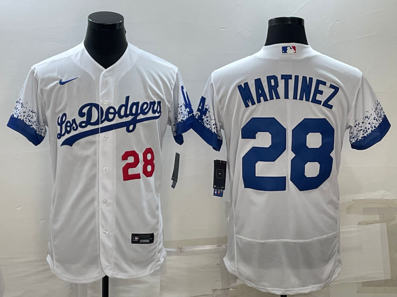 Los Angeles Dodgers #28 J.D. Martinez White City Connect Flex Base Stitched Jersey