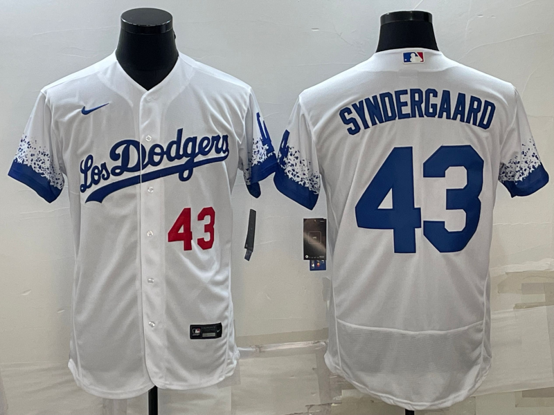 Los Angeles Dodgers #43 Noah Syndergaard White City Connect Flex Base Stitched Jersey