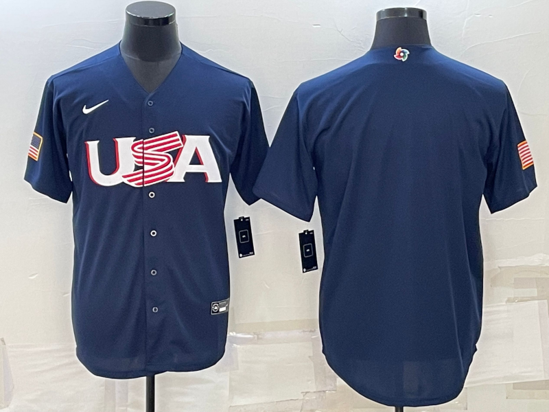USA Blank 2023 Navy World Classic Stitched Jersey