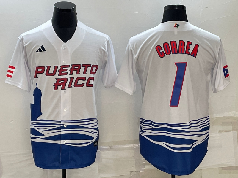 Puerto Rico #1 Carlos Correa 2023 White World Classic Stitched Jersey