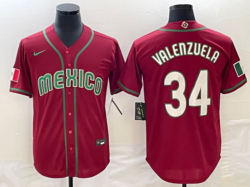 Mexico #34 Fernando Valenzuela 2023 Red World Classic Stitched Jersey