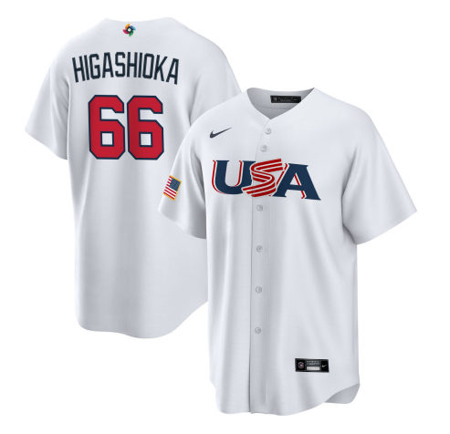 USA #66 Kyle Higashioka 2023 White World Classic Stitched Jersey